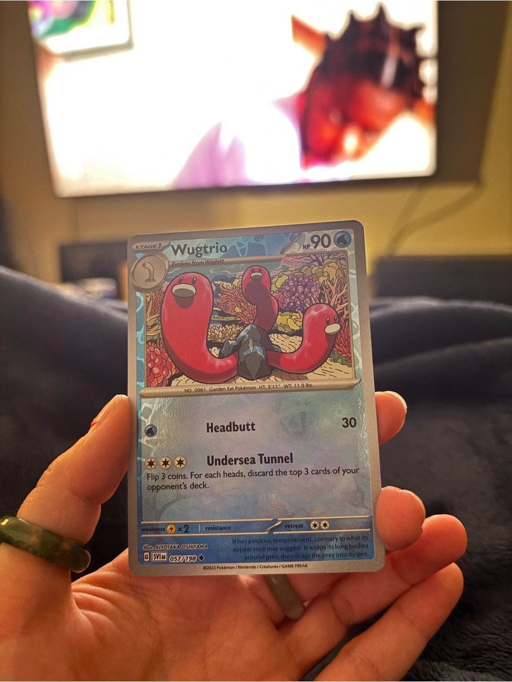 Pokemon Wugtrio Holographic Trading Card - Red